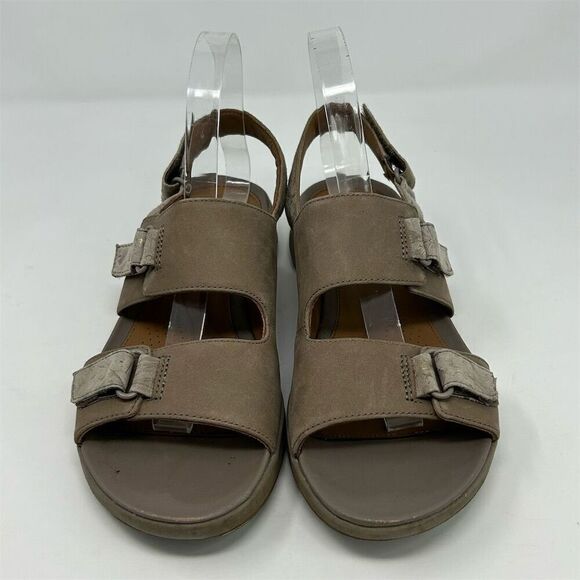 Clarks Unstructured Brown Leather Slingback Sandals Size 9 Casual Comfort - Picture 4 of 13